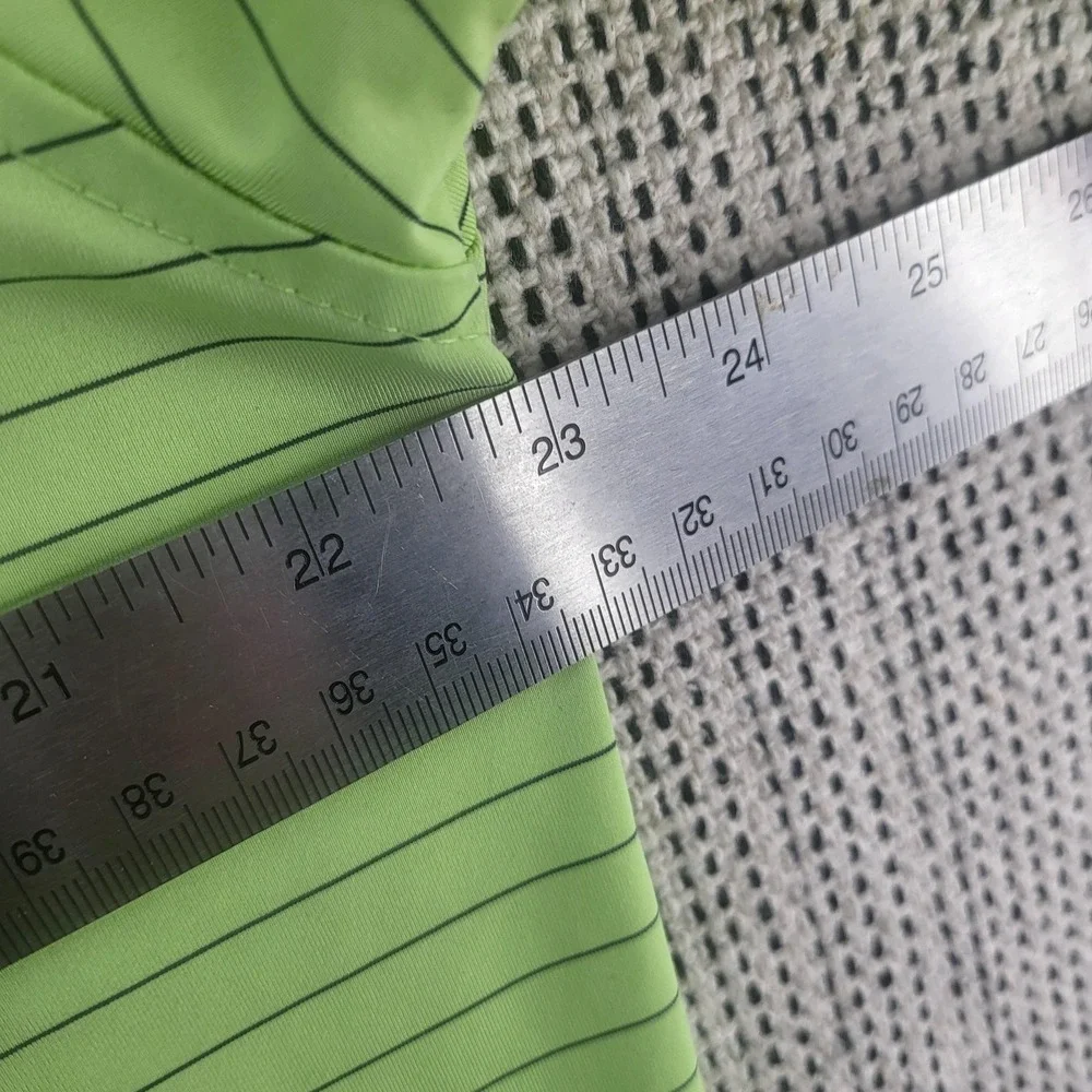 FootJoy Polo Shirt Mens 46 Green Striped Golf Performance Short Sleeve‎ Casual